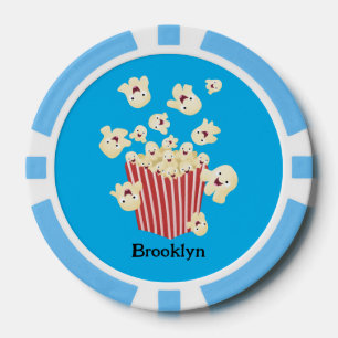 Cute funny jumping popcorn cartoon poker chips