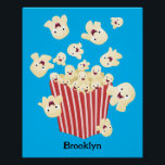 Cute funny jumping popcorn cartoon poster<br><div class="desc">It's showtime! Join the fun with these cute funny popcorn cartoon characters.
For kids and kids at heart!</div>