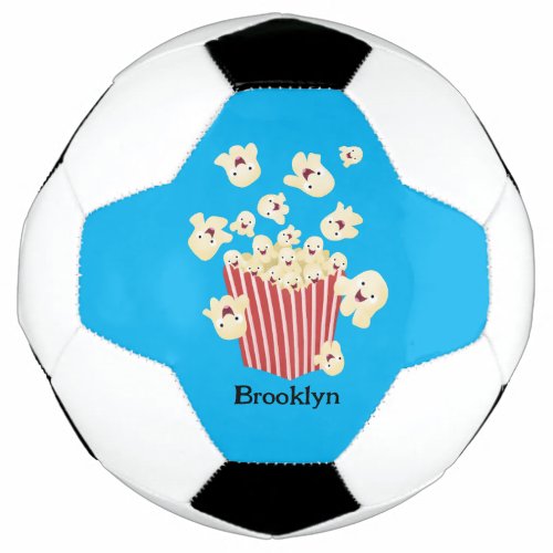 Cute funny jumping popcorn cartoon soccer ball