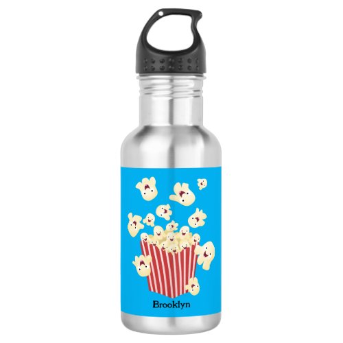 Cute funny jumping popcorn cartoon stainless steel water bottle