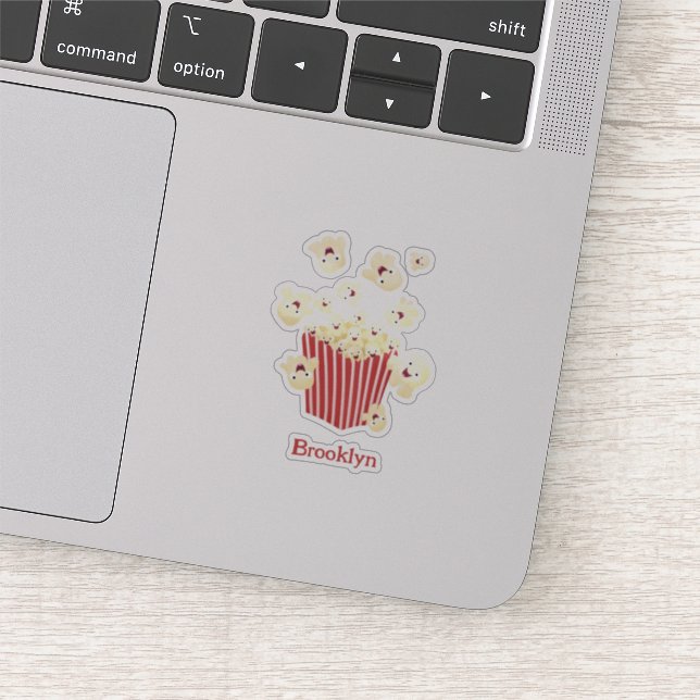 Cute funny jumping popcorn cartoon sticker (Detail)