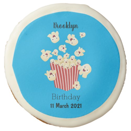 Cute funny jumping popcorn cartoon sugar cookie