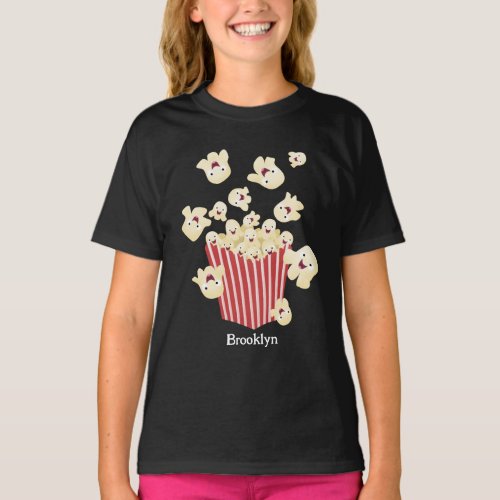 Cute funny jumping popcorn cartoon T_Shirt