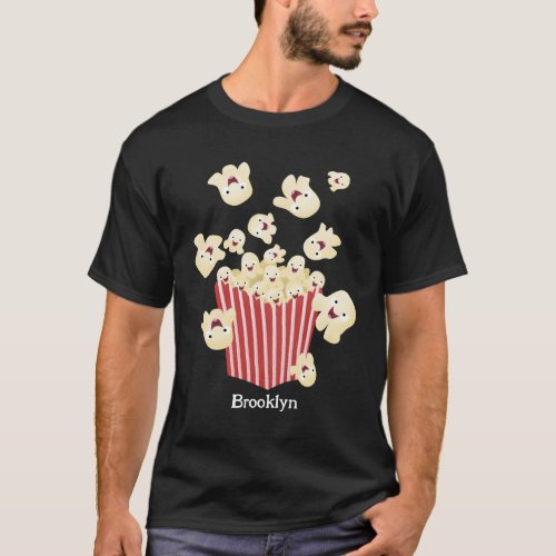 Cute funny jumping popcorn cartoon T_Shirt