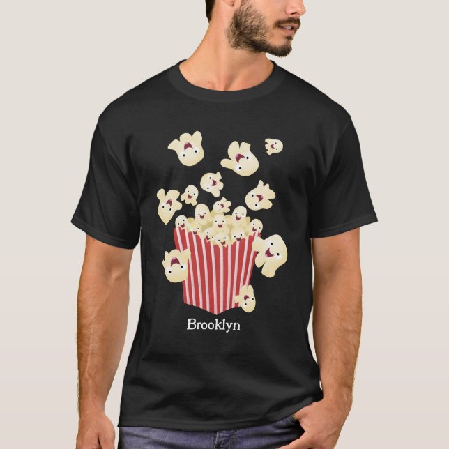 Cute funny jumping popcorn cartoon T-Shirt (Front)