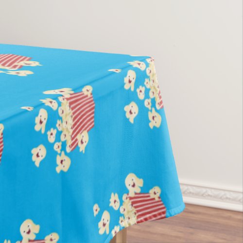 Cute funny jumping popcorn cartoon tablecloth