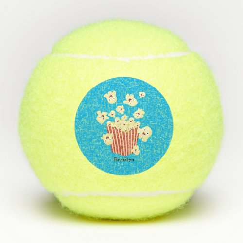 Cute funny jumping popcorn cartoon tennis balls