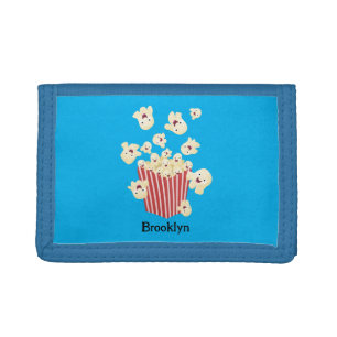 Cute funny jumping popcorn cartoon tri-fold wallet
