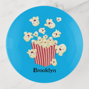 Cute funny jumping popcorn cartoon trinket tray