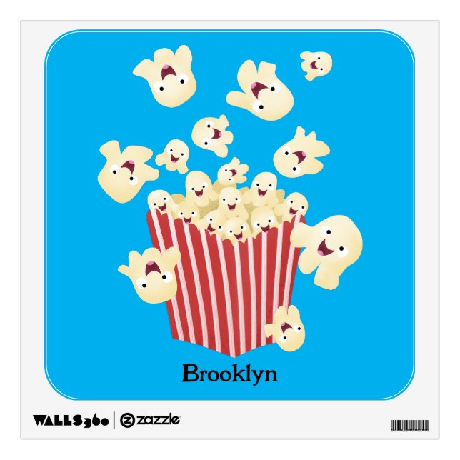 Cute funny jumping popcorn cartoon wall decal (Front)