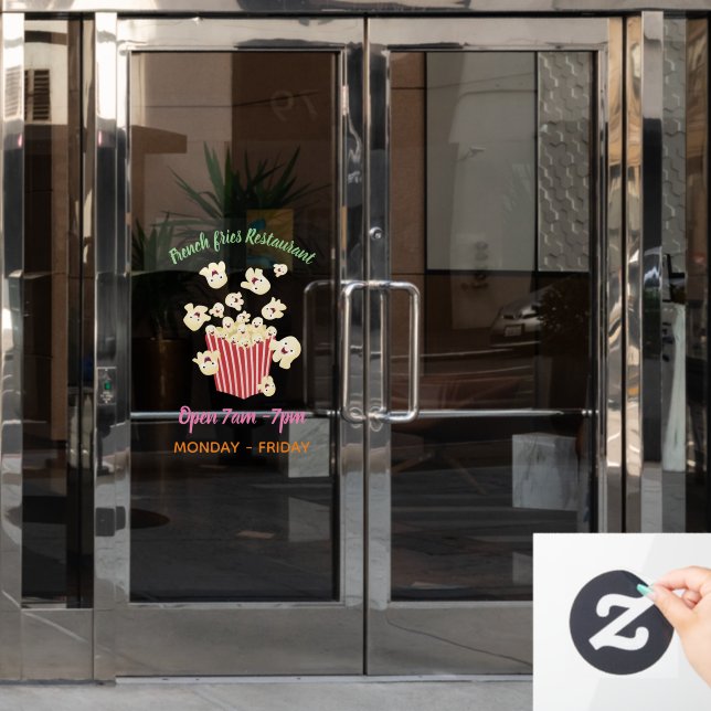 Cute funny jumping popcorn cartoon window cling (Office Door)