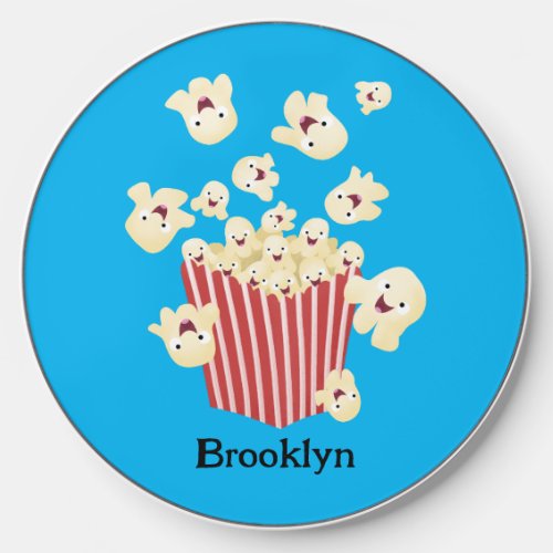 Cute funny jumping popcorn cartoon wireless charger 