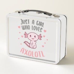 Cute Funny Just a girl who loves axolotl Metal Lunch Box