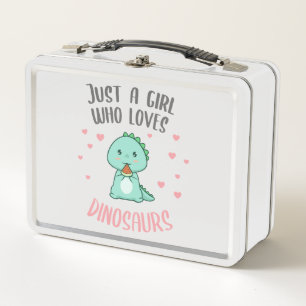 Cute Funny Just a girl who loves Dinosaurs Metal Lunch Box