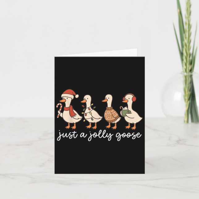 Cute Funny Just A Jolly Goose Silly Santa Hot Coco Card (Front)