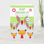 Cute Funny Just Chicken In Bunny Ears Happy Easter Holiday Card