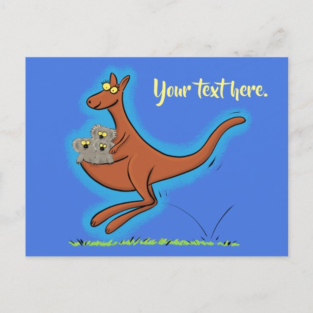 Cute funny kangaroo and koalas cartoon card (Front)