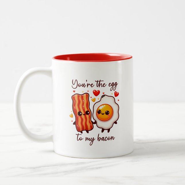 Cute Funny Kawaaii Food Pun Valentine's Day Two-Tone Coffee Mug (Left)