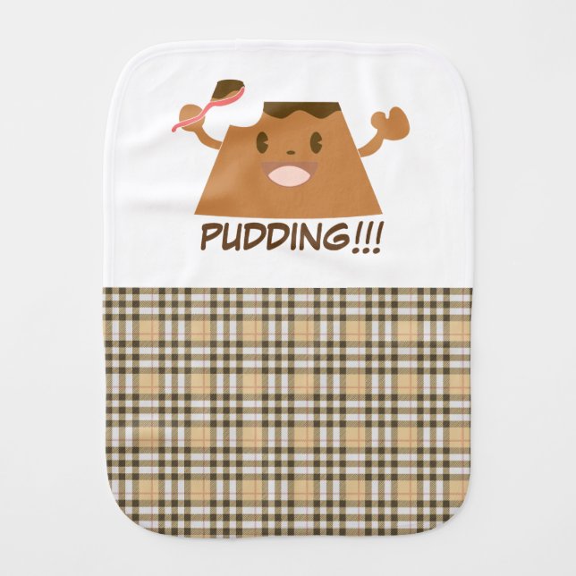 Cute Funny Kawaii Chocolate PUDDING!!!! Baby Burp Cloth (Front)