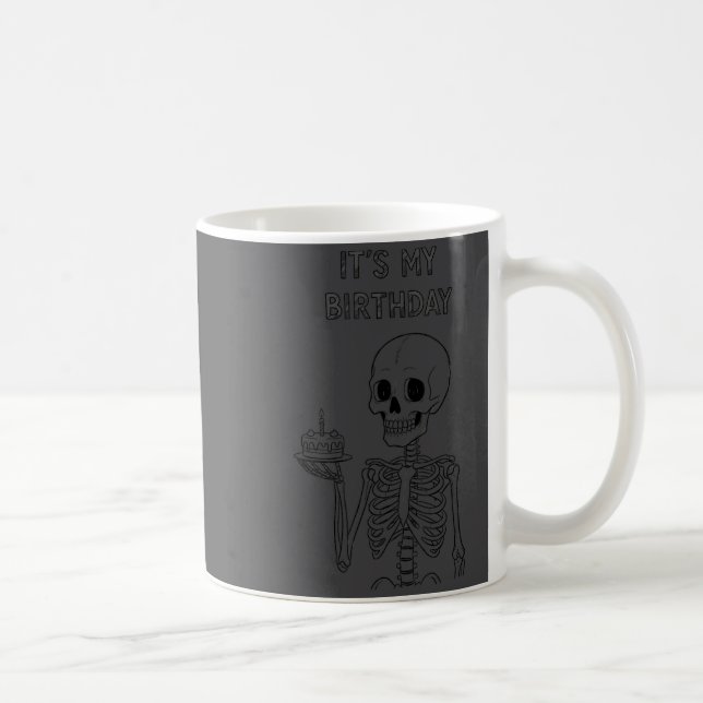 Cute Funny Kawaii Skeleton Birthday Skull Happy Wo Coffee Mug (Right)