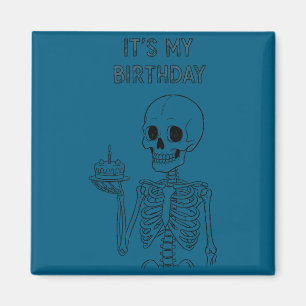 Cute Funny Kawaii Skeleton Birthday Skull Happy Wo Magnet
