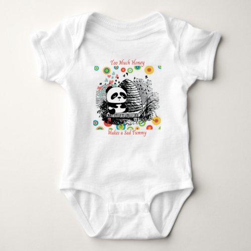 Cute Funny Kids Panda Eating Honey Baby Bodysuit