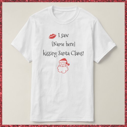 Cute Funny Kissing Santa Claus T_Shirt