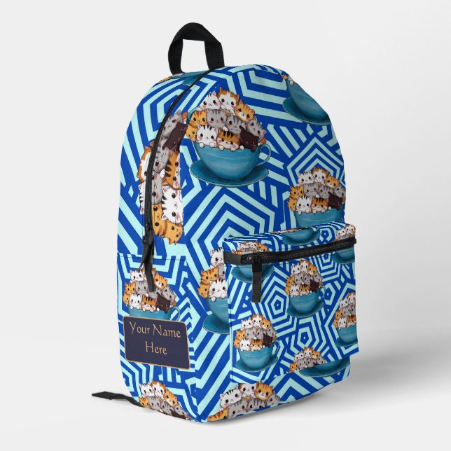 Cute Funny Kitten Custom Printed Backpack (Back Corner Left)