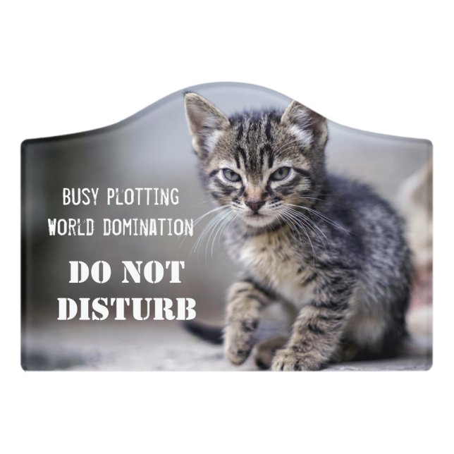 Cute Funny Kitten Do Not Disturb Door Sign (Small Crest Front)