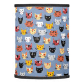 Cute Funny Kitty Cat Faces Pattern Blue Lamp Shade (Left)