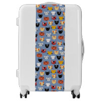 Cute Funny Kitty Cat Faces Pattern Blue