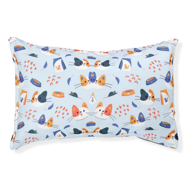 Cute Funny Kitty Cat Faces Pattern Pet Bed (Front)