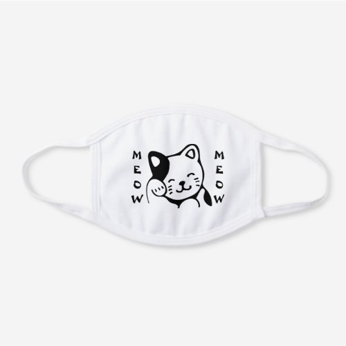 Cute Funny Kitty Cat Meow Kawaii White Cotton Face Mask