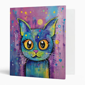 Cute Funny Kitty Cat Mixed Media Animal Pet 3 Ring Binder
