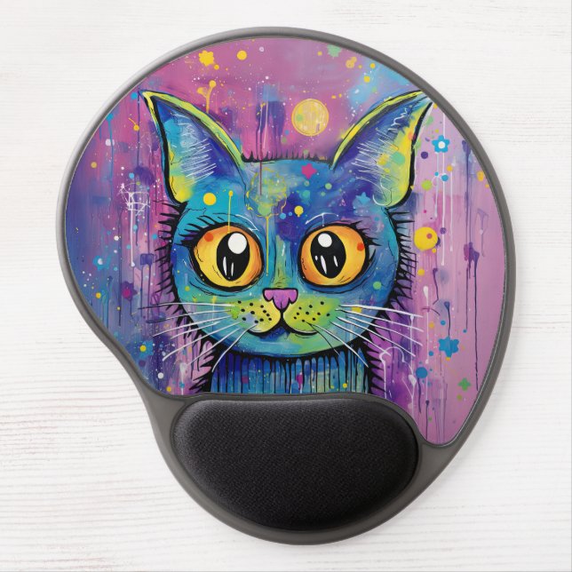 Cute Funny Kitty Cat Mixed Media Animal Pet Gel Mouse Pad (Front)