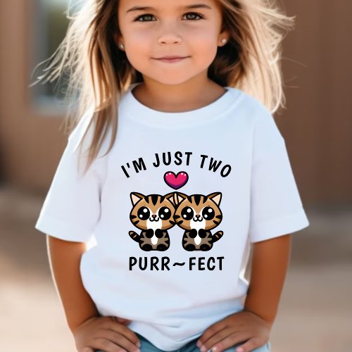Cute Funny Kitty Cat Purr Perfect 2nd Birthday Baby T_Shirt