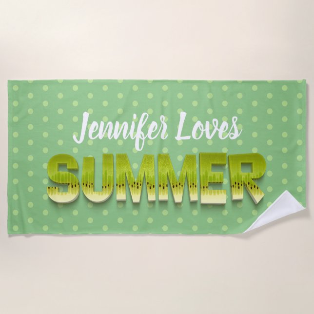 Cute funny kiwi fruit summer humor beach towel (Front)