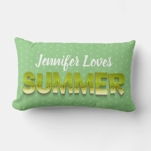 Cute funny kiwifruit summer humor typography lumbar pillow