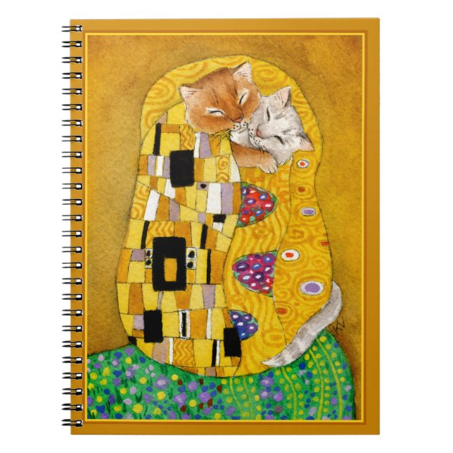 Cute funny Klimt The Kiss spoof gold Notebook (Front)