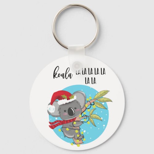 cute funny koala Christmas card fa la Australia Keychain