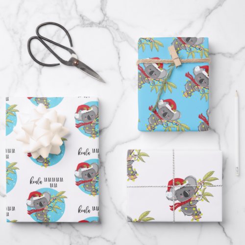 cute funny koala Christmas card fa la Australia Wrapping Paper Sheets