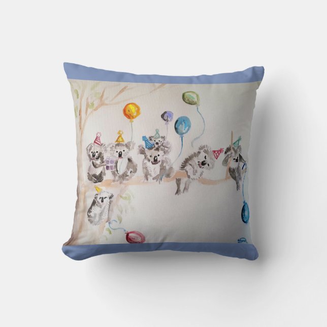 Cute Funny Koala Watercolour Painting Cushion (Front)
