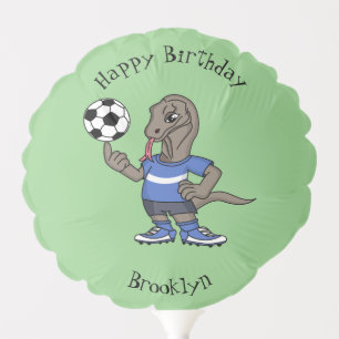 Cute funny Komodo dragon playing soccer cartoon Balloon