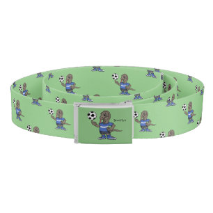 Cute funny Komodo dragon playing soccer cartoon Belt