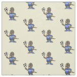 Cute funny Komodo dragon playing soccer cartoon Fabric