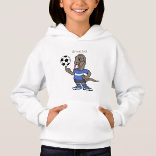 Cute funny Komodo dragon playing soccer cartoon Hoodie