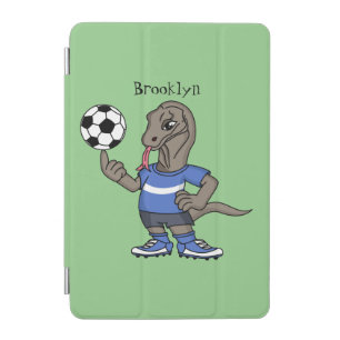 Cute funny Komodo dragon playing soccer cartoon iPad Mini Cover