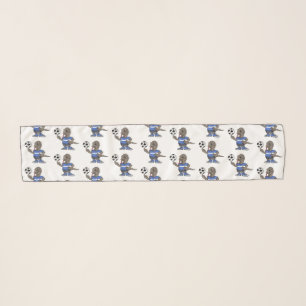 Cute funny Komodo dragon playing soccer cartoon Scarf