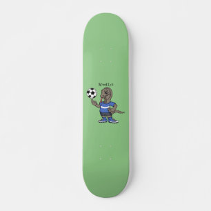 Cute funny Komodo dragon playing soccer cartoon Skateboard