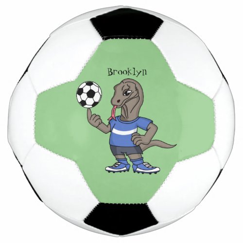 Cute funny Komodo dragon playing soccer cartoon Soccer Ball